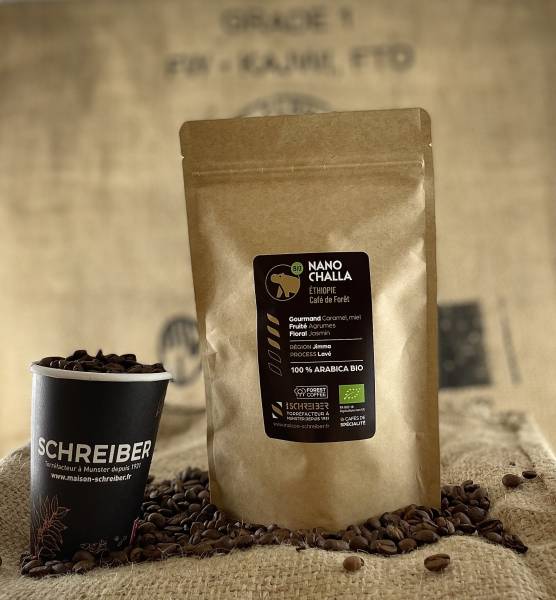 Dégustez notre café Nano Challa d'Éthiopie en agriculture biologique torréfié artisanalement en Alsace